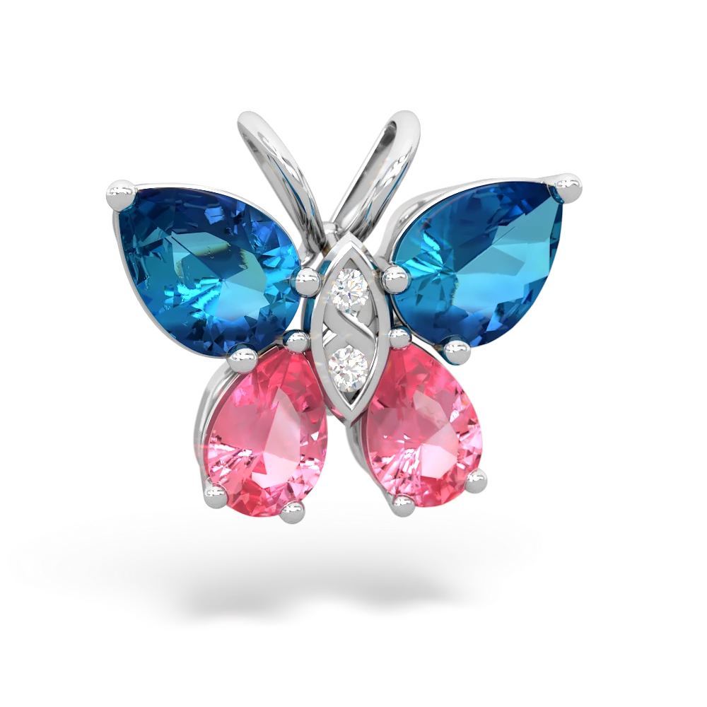 London Topaz Butterfly 14K White Gold pendant P2215