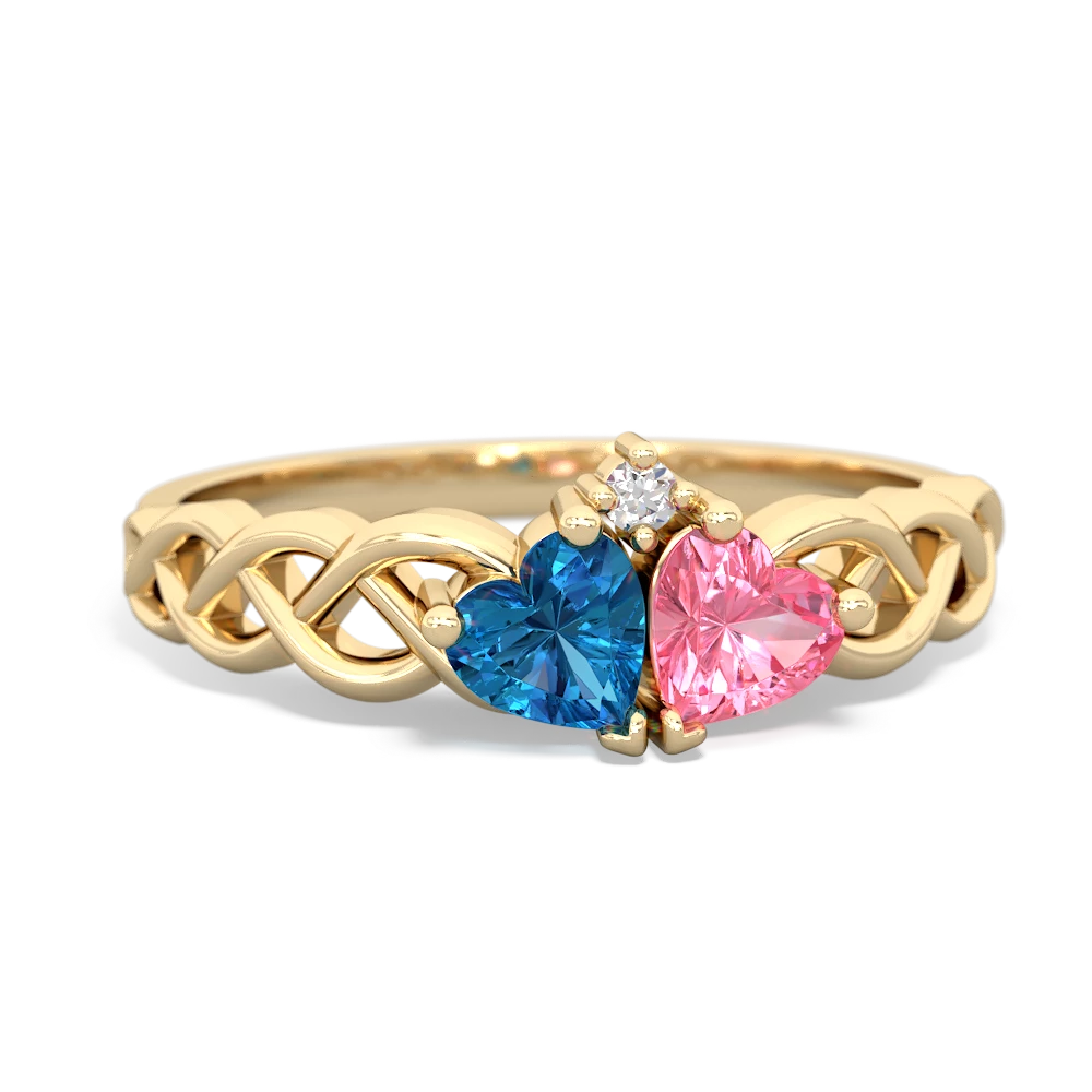 London Topaz Heart To Heart Braid 14K Yellow Gold ring R5870