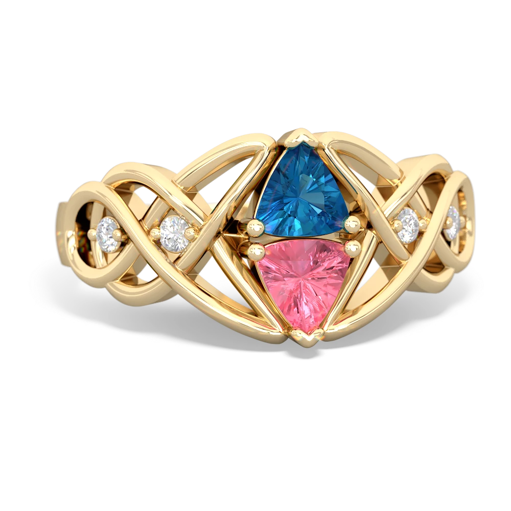 London Topaz Keepsake Celtic Knot 14K Yellow Gold ring R5300