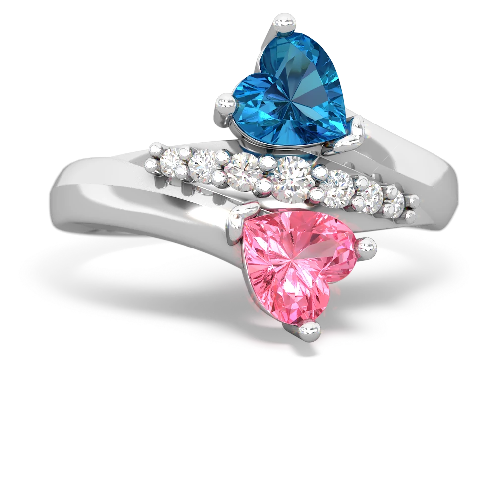 London Topaz Heart To Heart 14K White Gold ring R2064