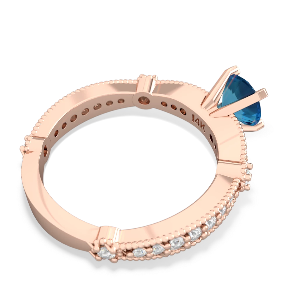 London Topaz Sparkling Tiara 6Mm Round 14K Rose Gold ring R26296RD