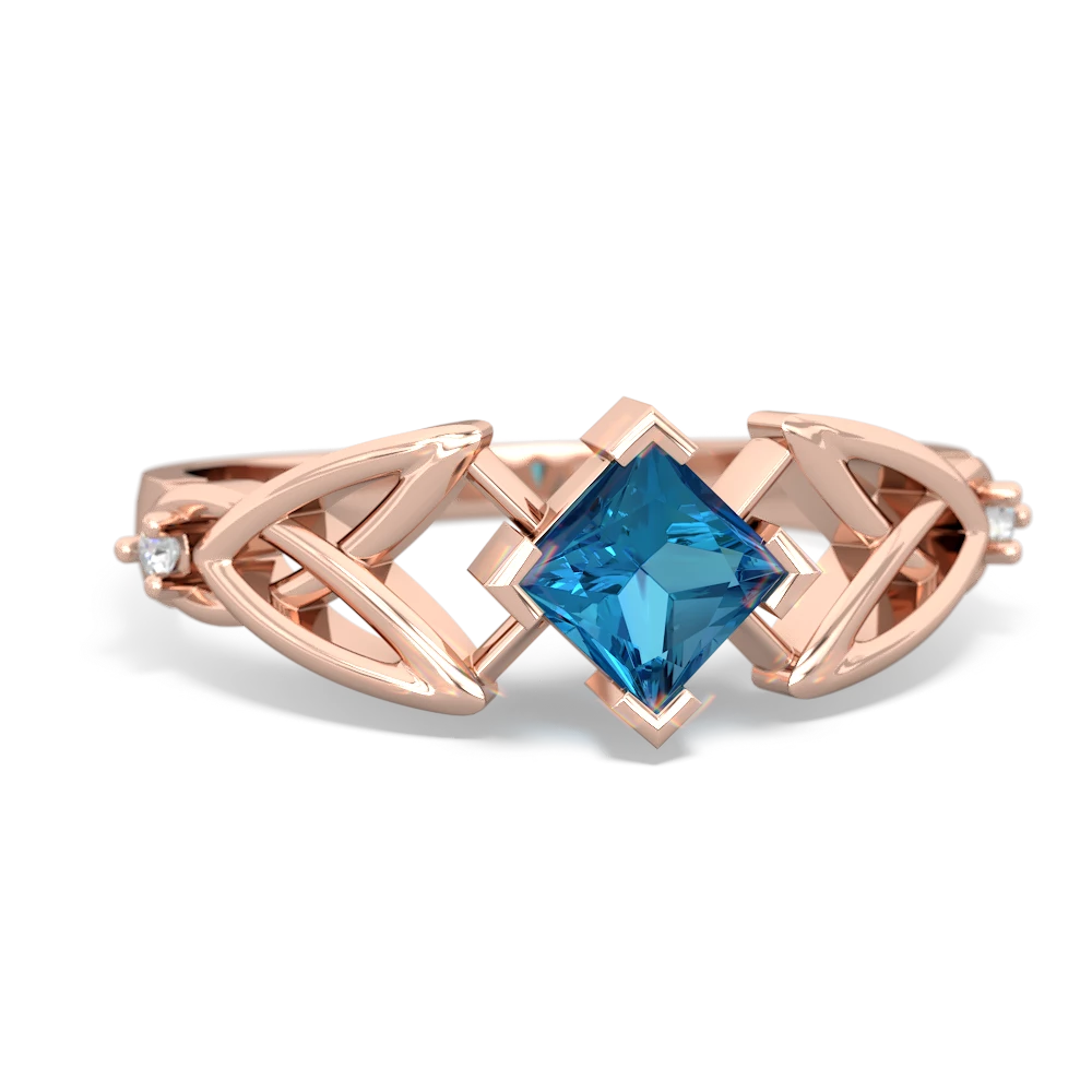 London Topaz Celtic Knot Princess 14K Rose Gold ring R3349