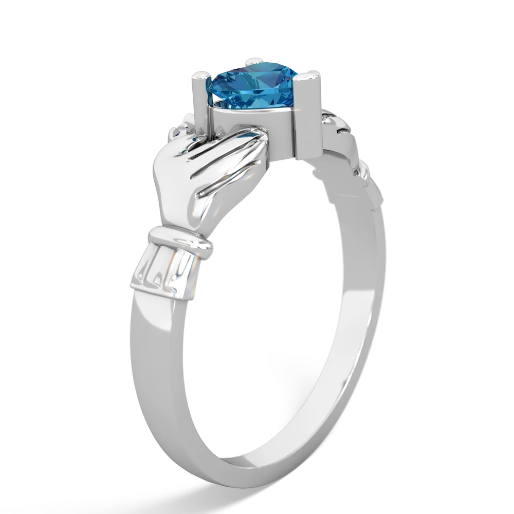 London Topaz Claddagh 14K White Gold ring R2370