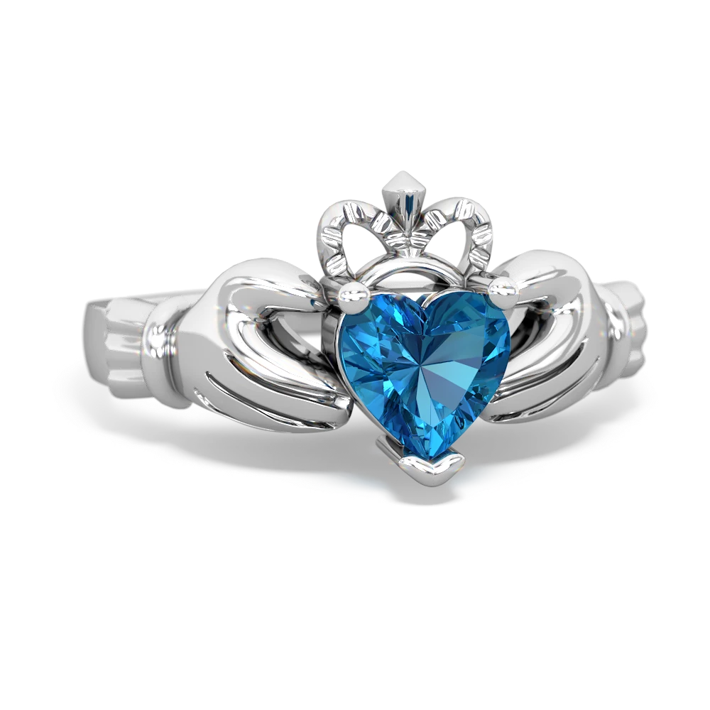 London Topaz Claddagh 14K White Gold ring R2370