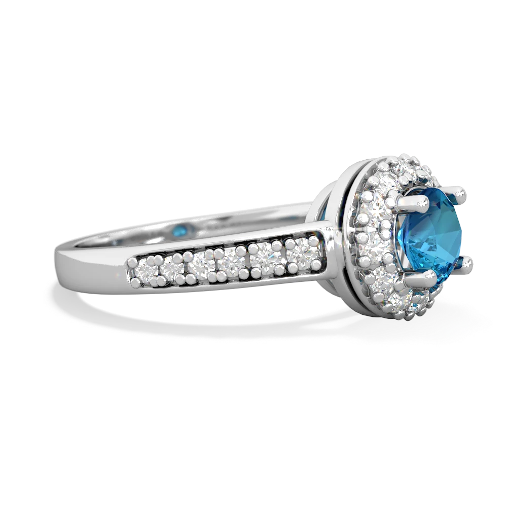 London Topaz Diamond Halo 14K White Gold ring R5370