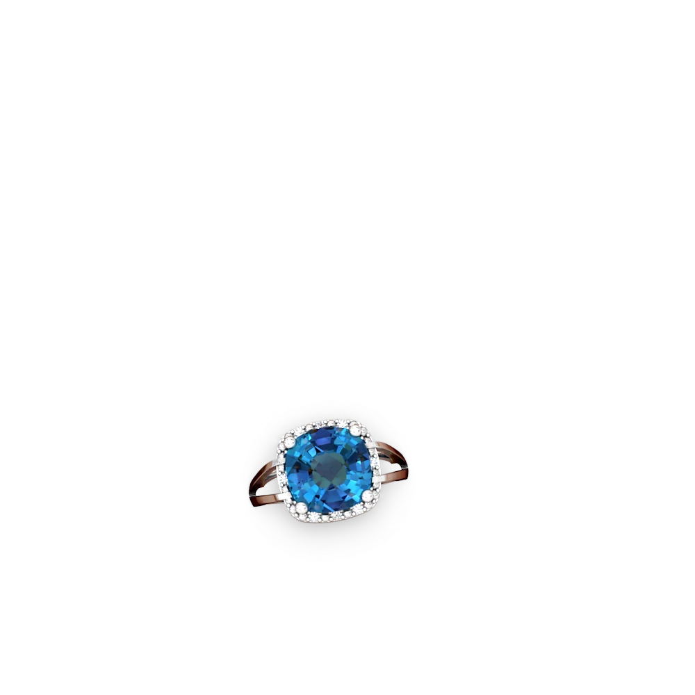 London Topaz Art Deco Cocktail 14K White Gold ring R2498