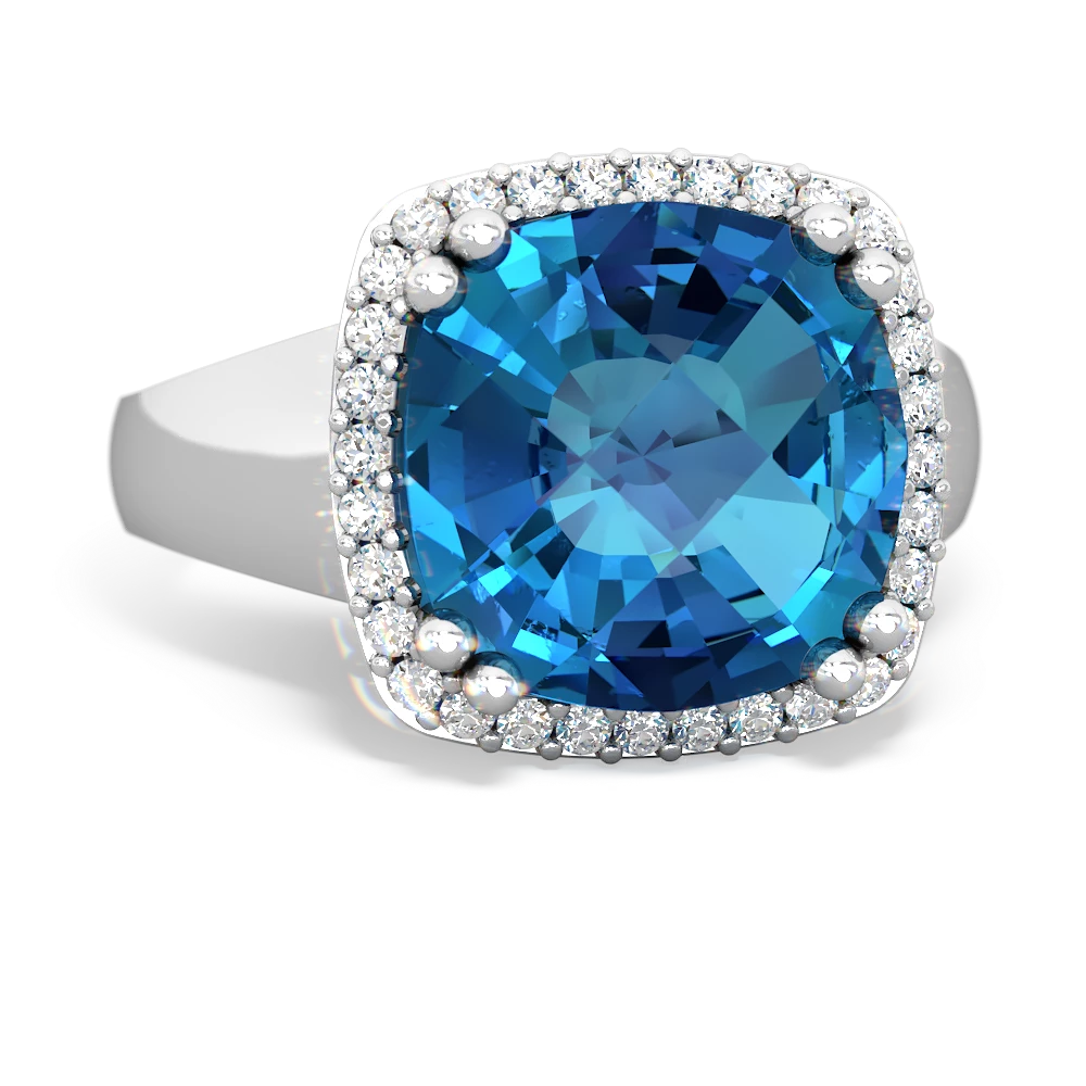 London Topaz Halo Cocktail 14K White Gold ring R2544