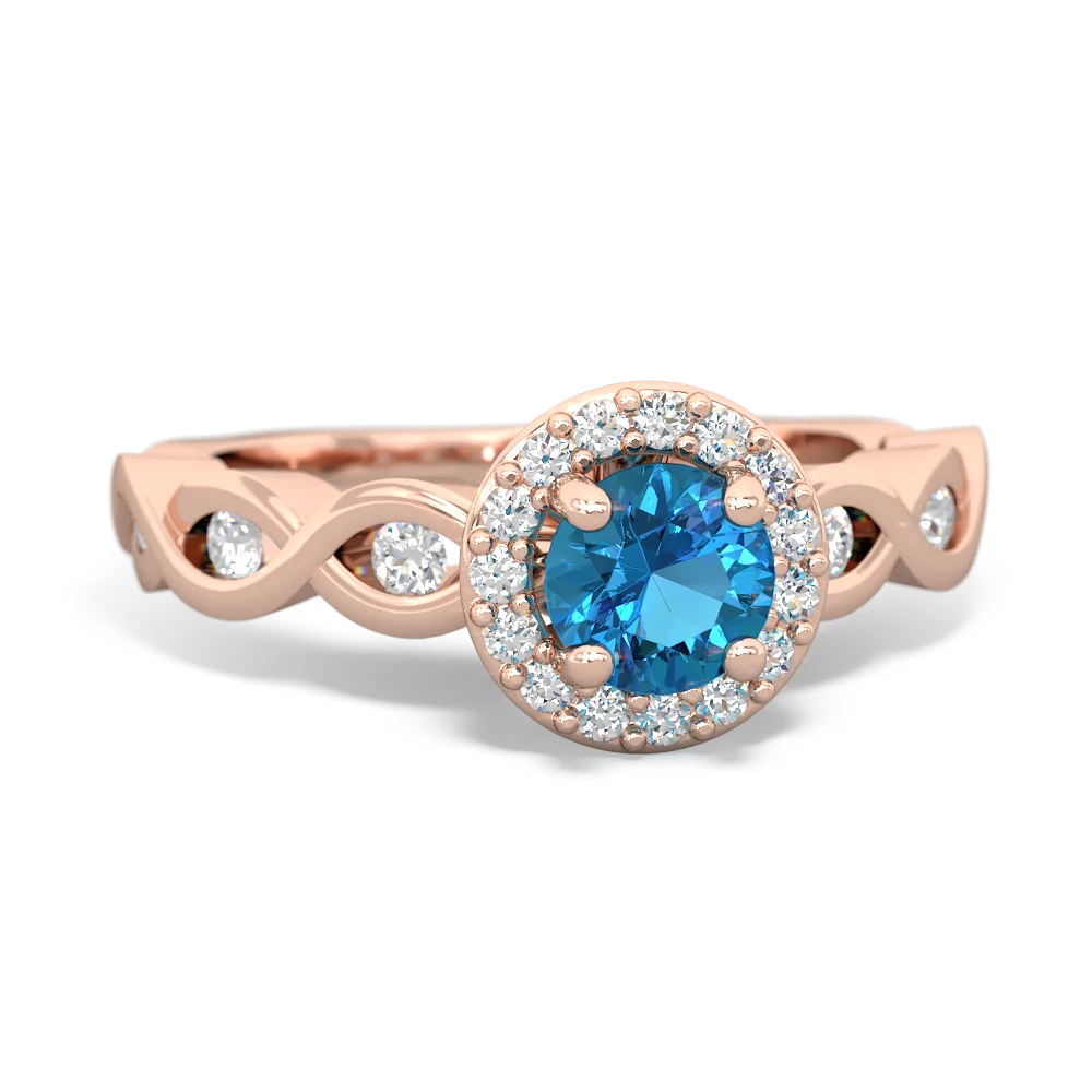 London Topaz Infinity Halo Engagement 14K Rose Gold ring R26315RH