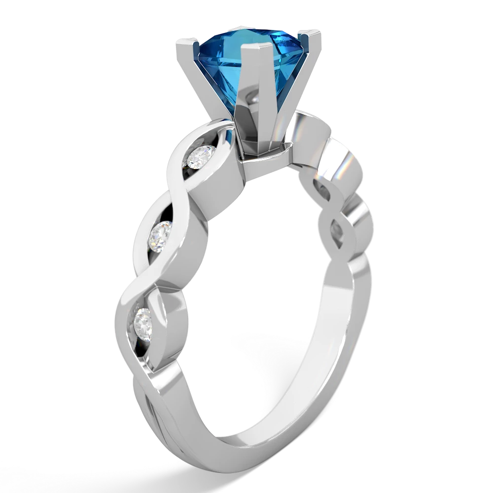 London Topaz Infinity 5Mm Square Engagement 14K White Gold ring R26315SQ