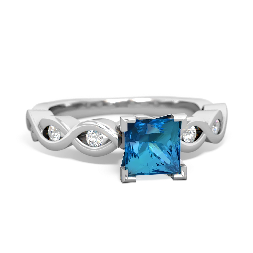 London Topaz Infinity 5Mm Square Engagement 14K White Gold ring R26315SQ