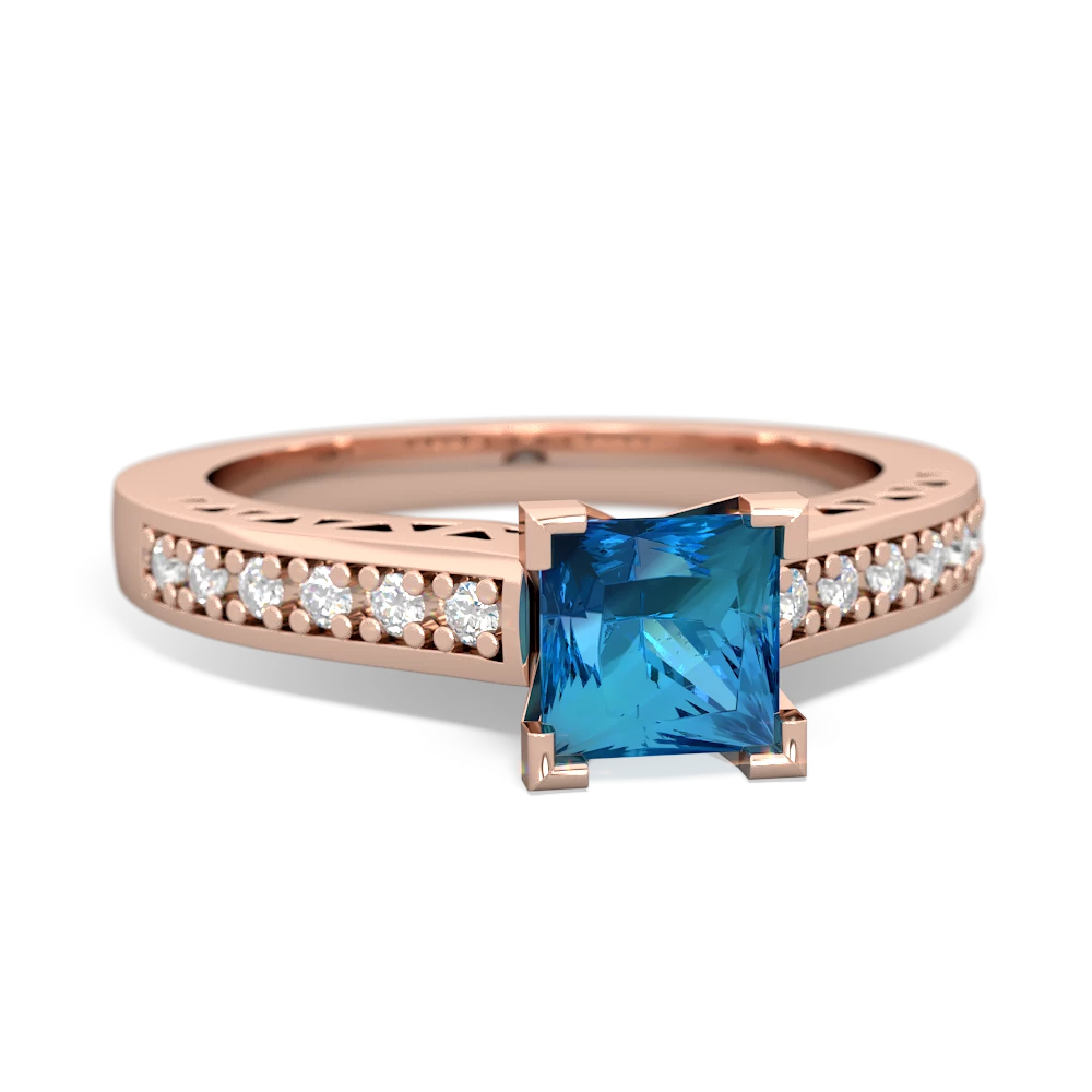 London Topaz Art Deco Engagement 5Mm Square 14K Rose Gold ring R26355SQ