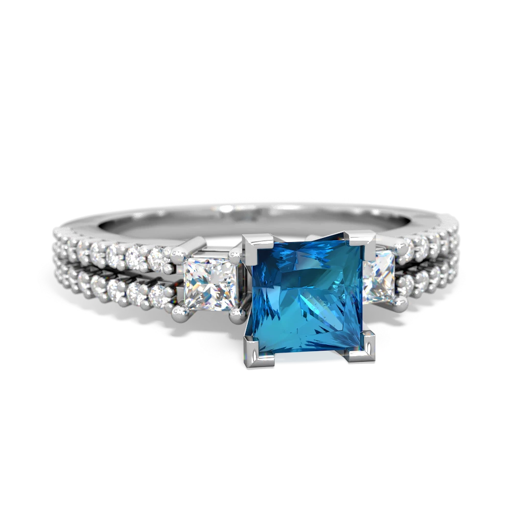 London Topaz Classic 5Mm Square Engagement 14K White Gold ring R26435SQ