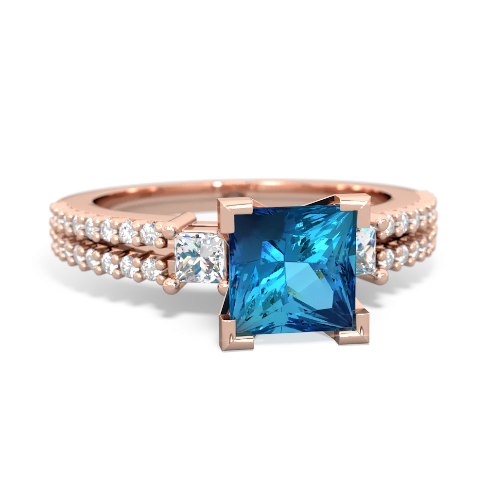 London Topaz Classic 6Mm Princess Engagement 14K Rose Gold ring R26436SQ