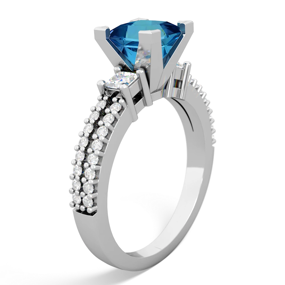 London Topaz Classic 6Mm Princess Engagement 14K White Gold ring R26436SQ