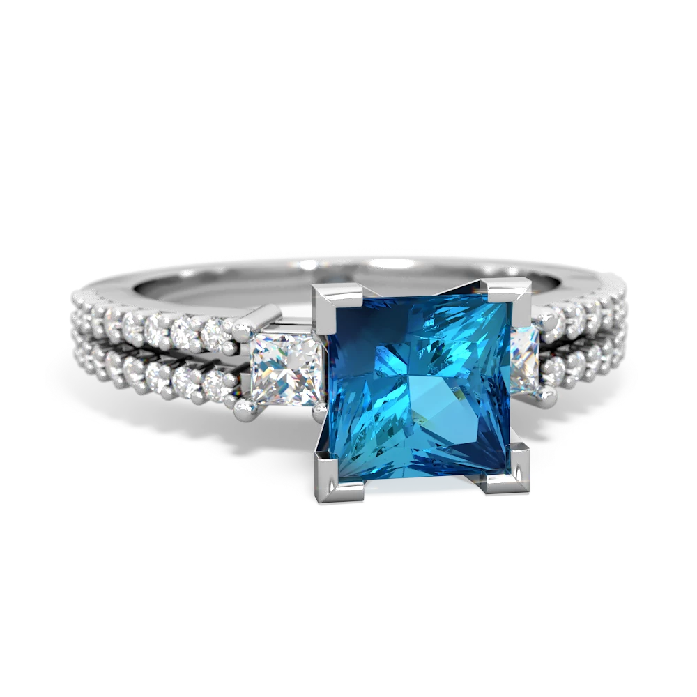 London Topaz Classic 6Mm Princess Engagement 14K White Gold ring R26436SQ