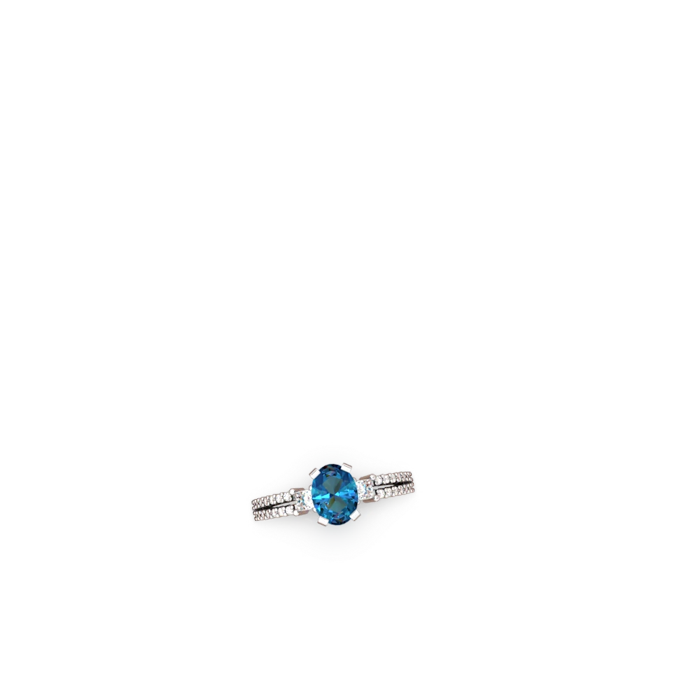 London Topaz Classic 8X6mm Oval Engagement 14K White Gold ring R26438VL