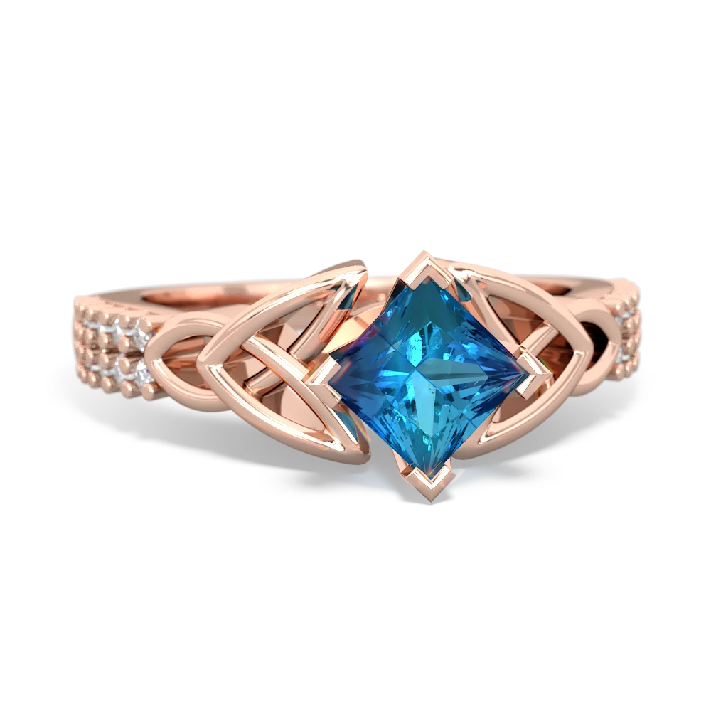 London Topaz Celtic Knot 5Mm Square Engagement 14K Rose Gold ring R26445SQ