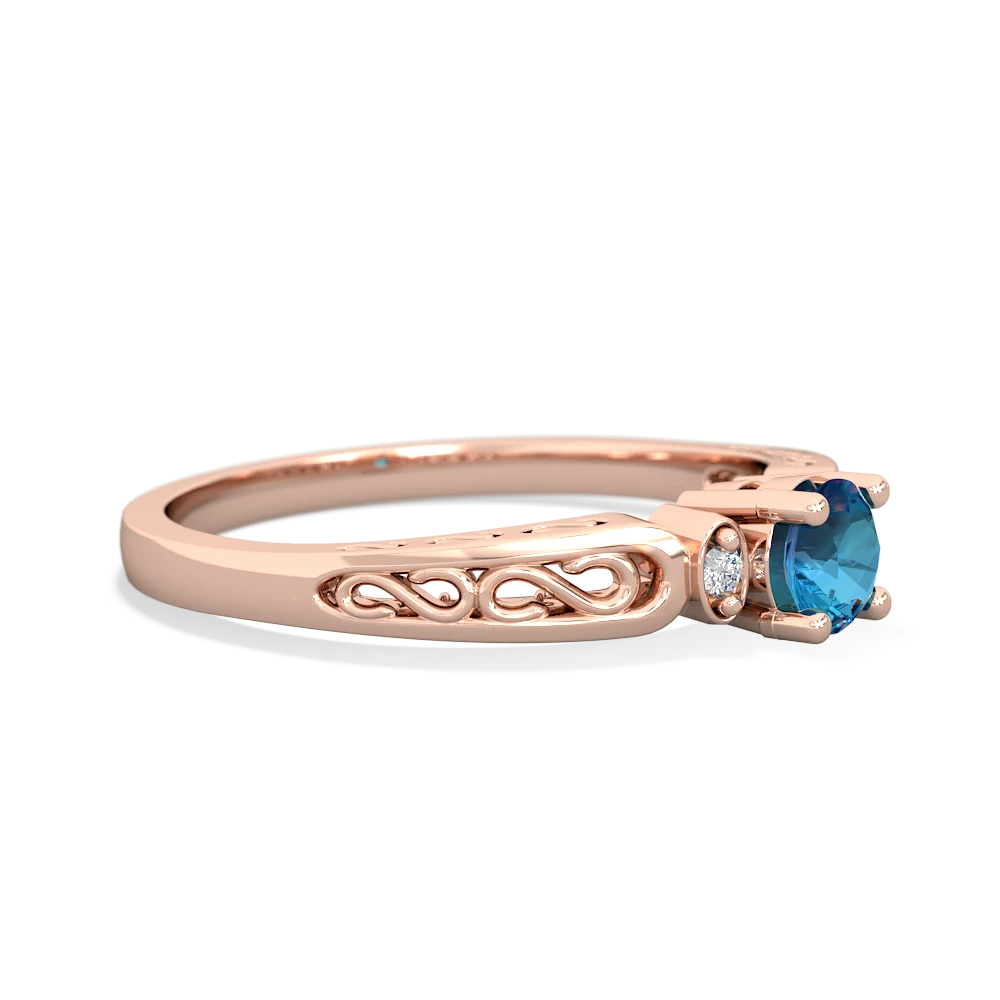 London Topaz Filligree Scroll Round 14K Rose Gold ring R0829