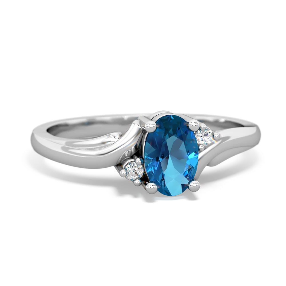 London Topaz Elegant Swirl 14K White Gold ring R2173