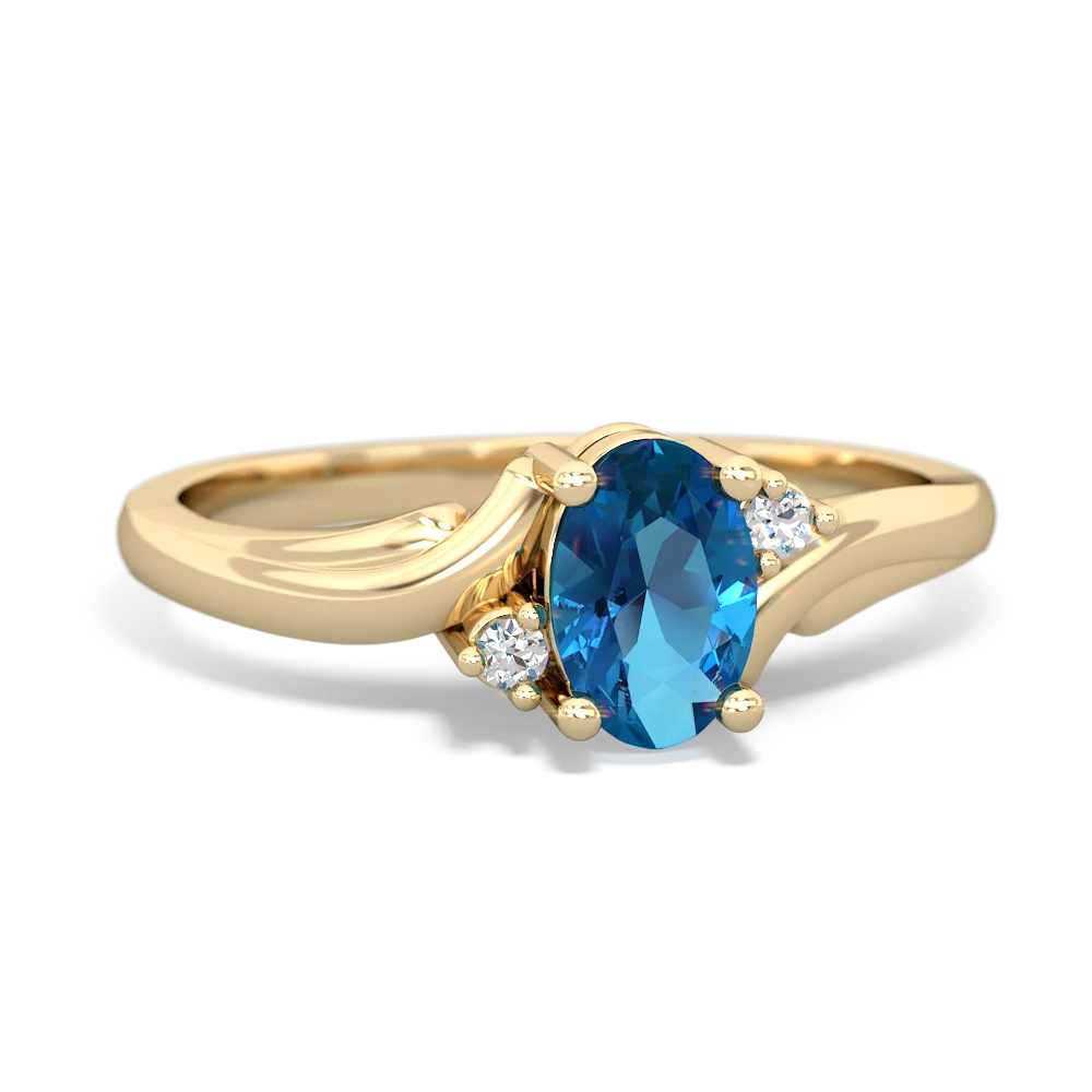 London Topaz Elegant Swirl 14K Yellow Gold ring R2173