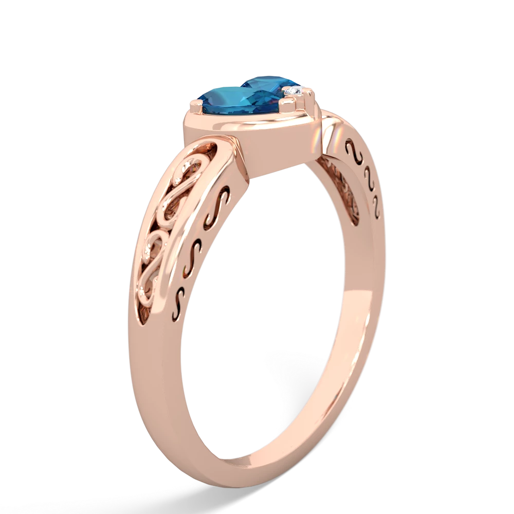 London Topaz Filligree 'One Heart' 14K Rose Gold ring R5070