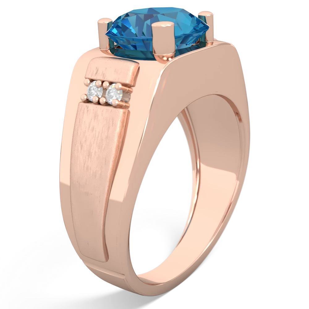 London Topaz Men's 9Mm Round 14K Rose Gold ring R1822