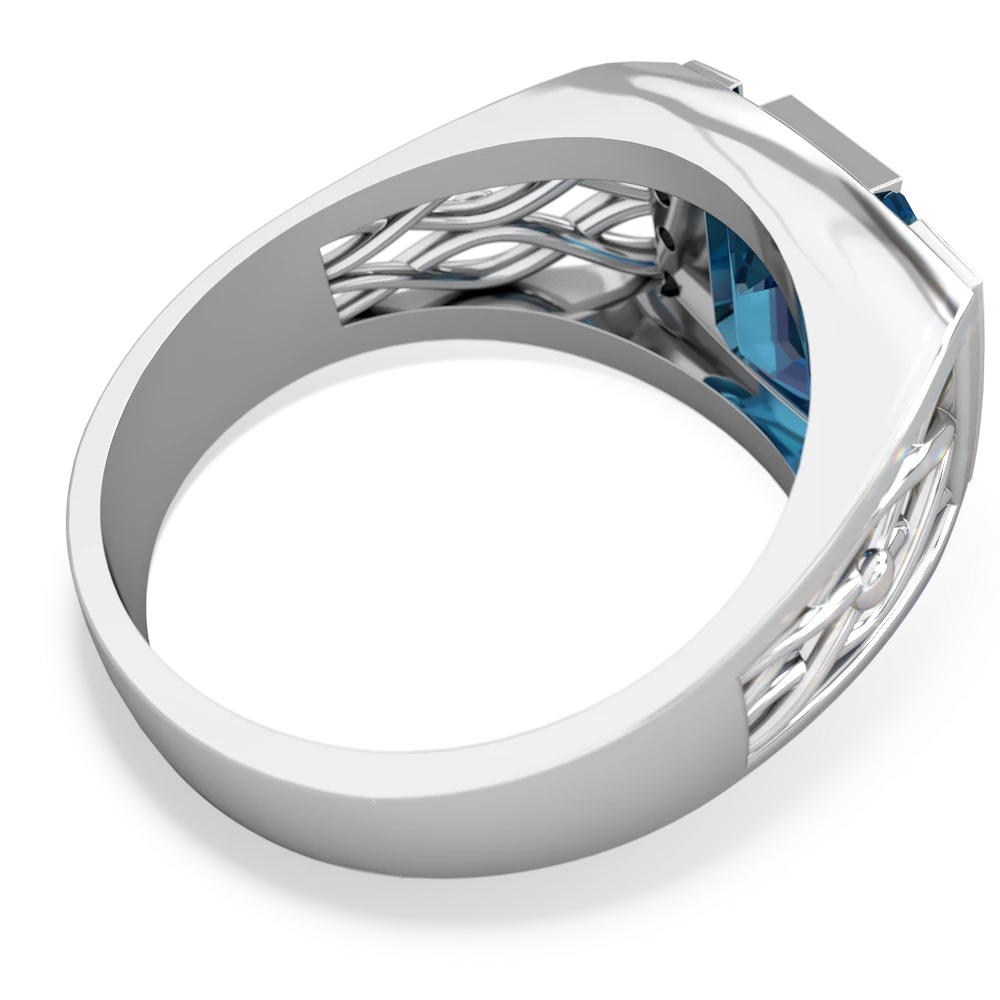 London Topaz Men's Vine 14K White Gold ring R0490