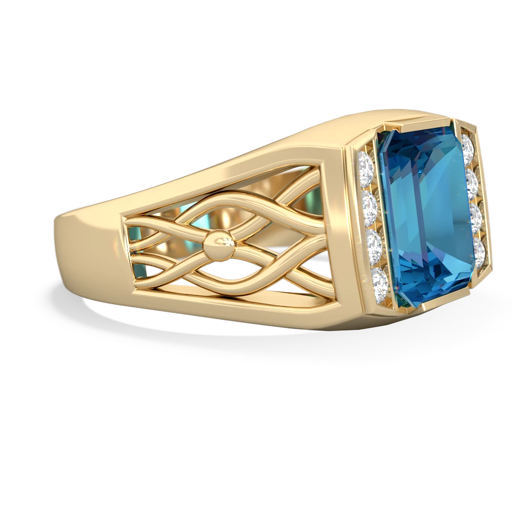 London Topaz Men's Vine 14K Yellow Gold ring R0490