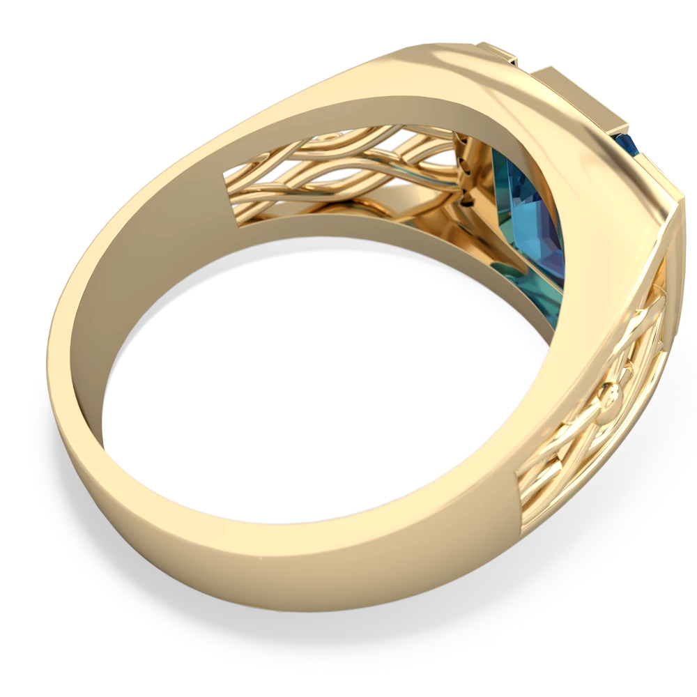 London Topaz Men's Vine 14K Yellow Gold ring R0490