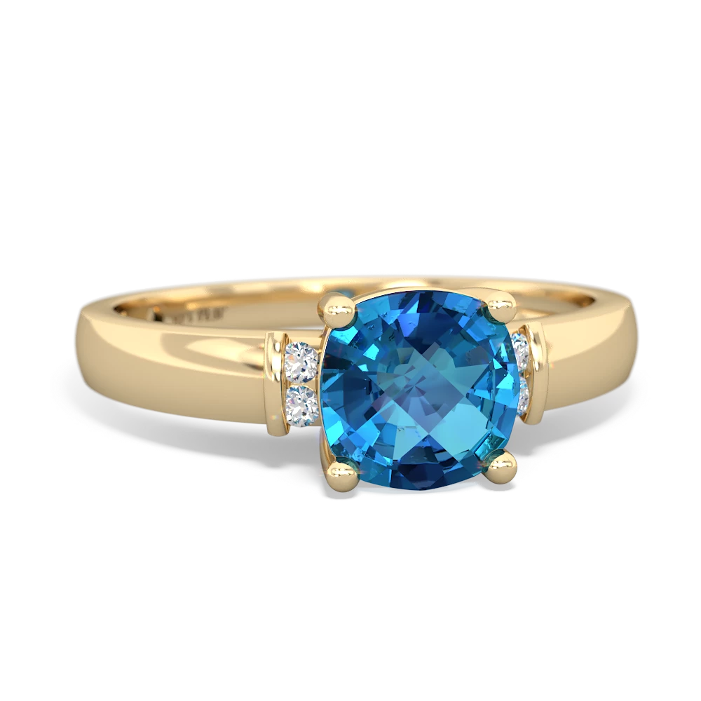 London Topaz Simply Elegant Cushion 14K Yellow Gold ring R2489