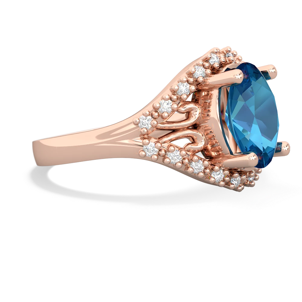 London Topaz Antique Style Cocktail 14K Rose Gold ring R2564