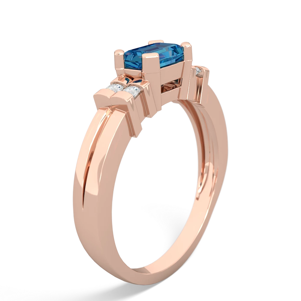 London Topaz Art Deco East-West 14K Rose Gold ring R2590