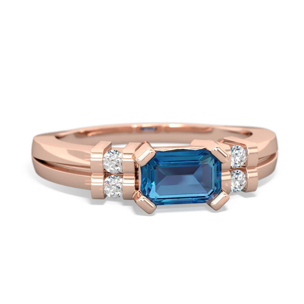 London Topaz Art Deco East-West 14K Rose Gold ring R2590