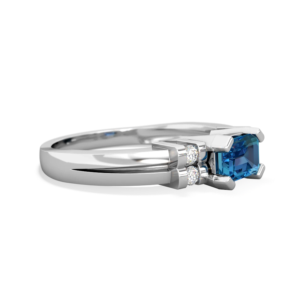 London Topaz Art Deco East-West 14K White Gold ring R2590