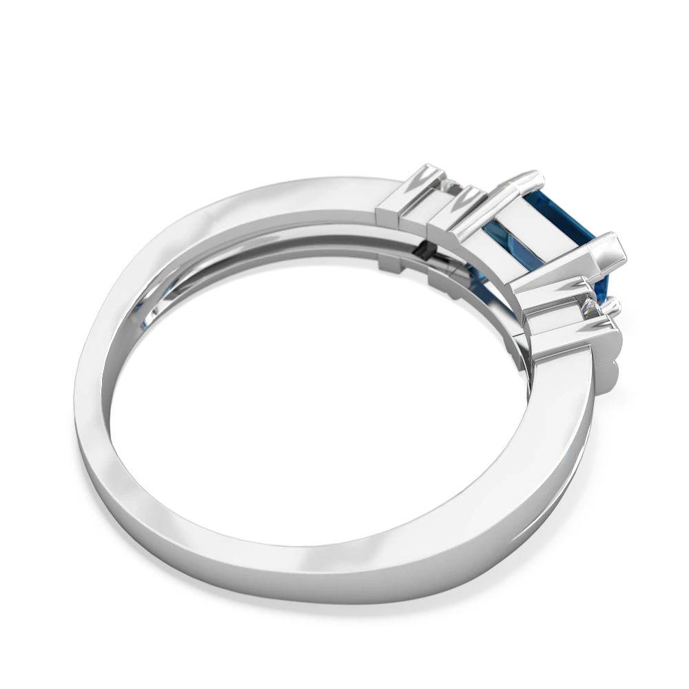 London Topaz Art Deco East-West 14K White Gold ring R2590