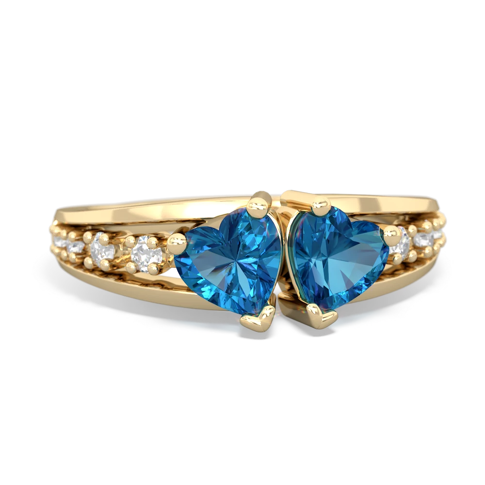 London Topaz Heart To Heart 14K Yellow Gold ring R3342