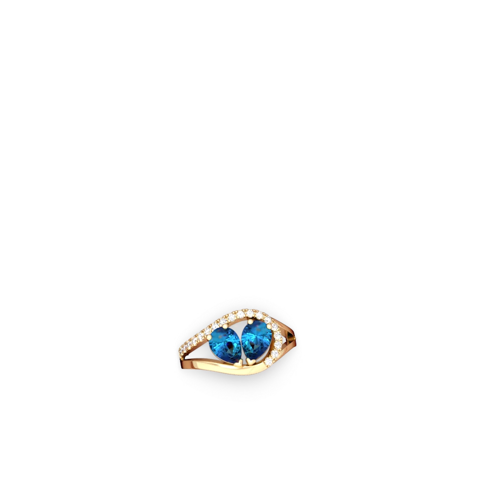 London Topaz Nestled Heart Keepsake 14K Yellow Gold ring R5650