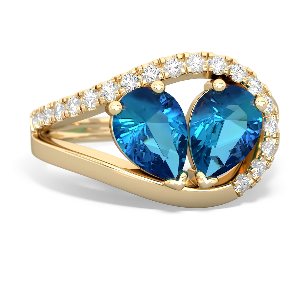 London Topaz Nestled Heart Keepsake 14K Yellow Gold ring R5650