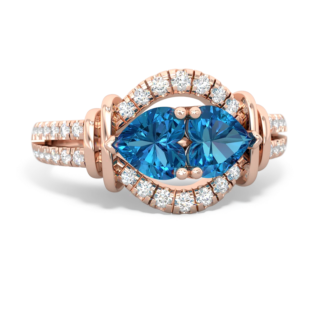 London Topaz Art-Deco Keepsake 14K Rose Gold ring R5630