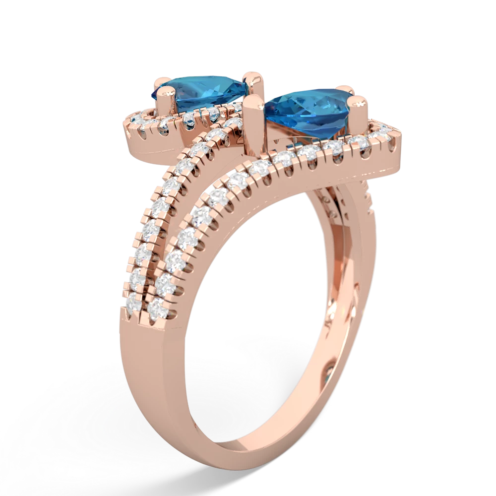 London Topaz Diamond Dazzler 14K Rose Gold ring R3000