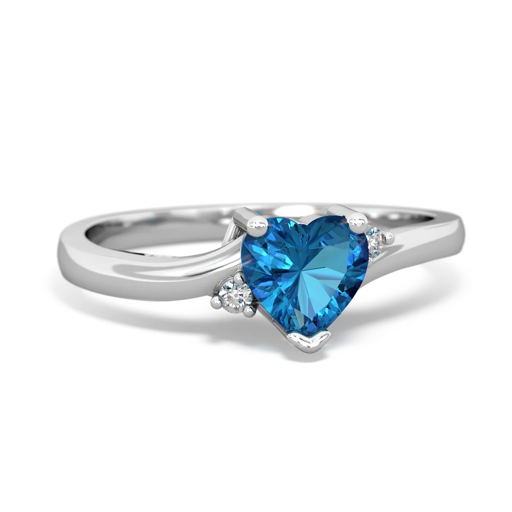 London Topaz Delicate Heart ring - 14K White Gold |JewelsForMe