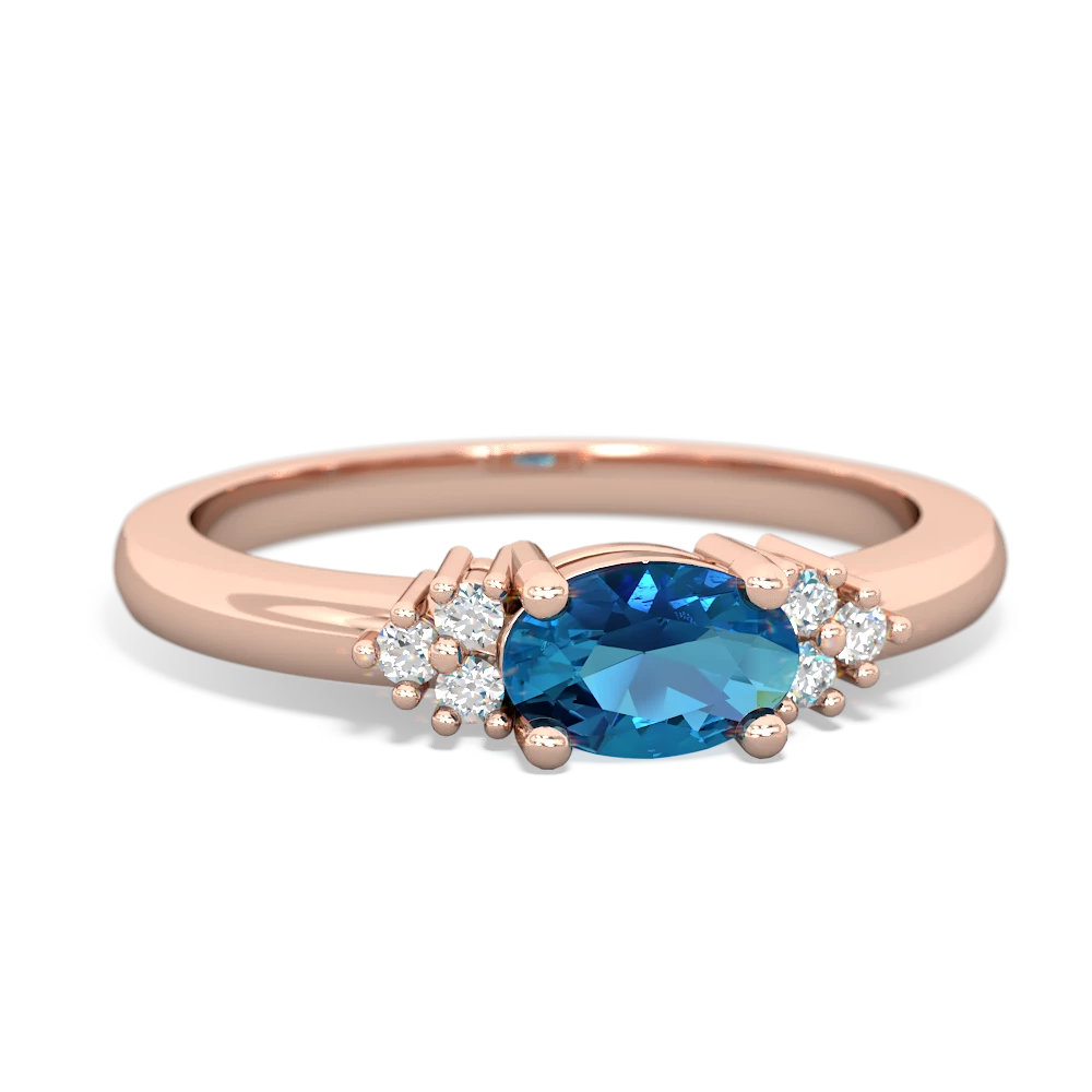 London Topaz Simply Elegant East-West 14K Rose Gold ring R2480