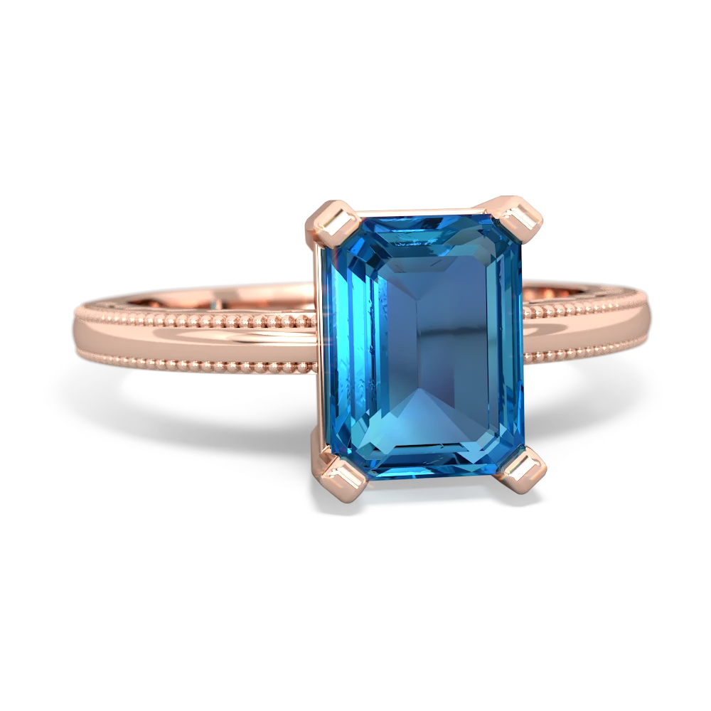 London Topaz Milgrain Scroll 14K Rose Gold ring R2338