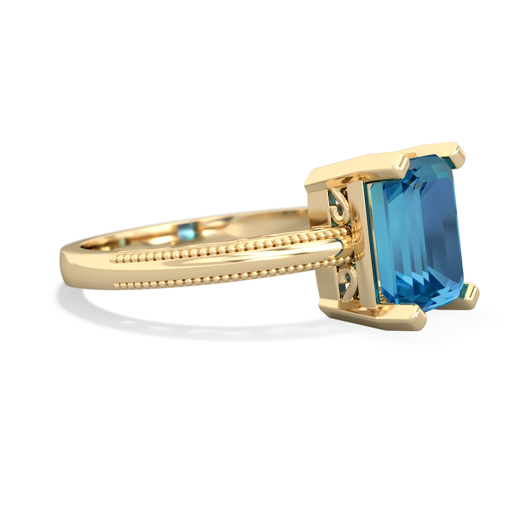 London Topaz Milgrain Scroll 14K Yellow Gold ring R2338