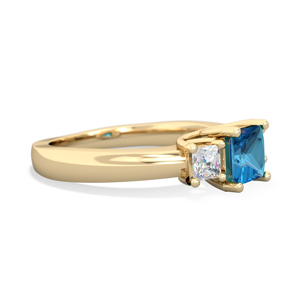 London Topaz Three Stone Trellis 14K Yellow Gold ring R4015