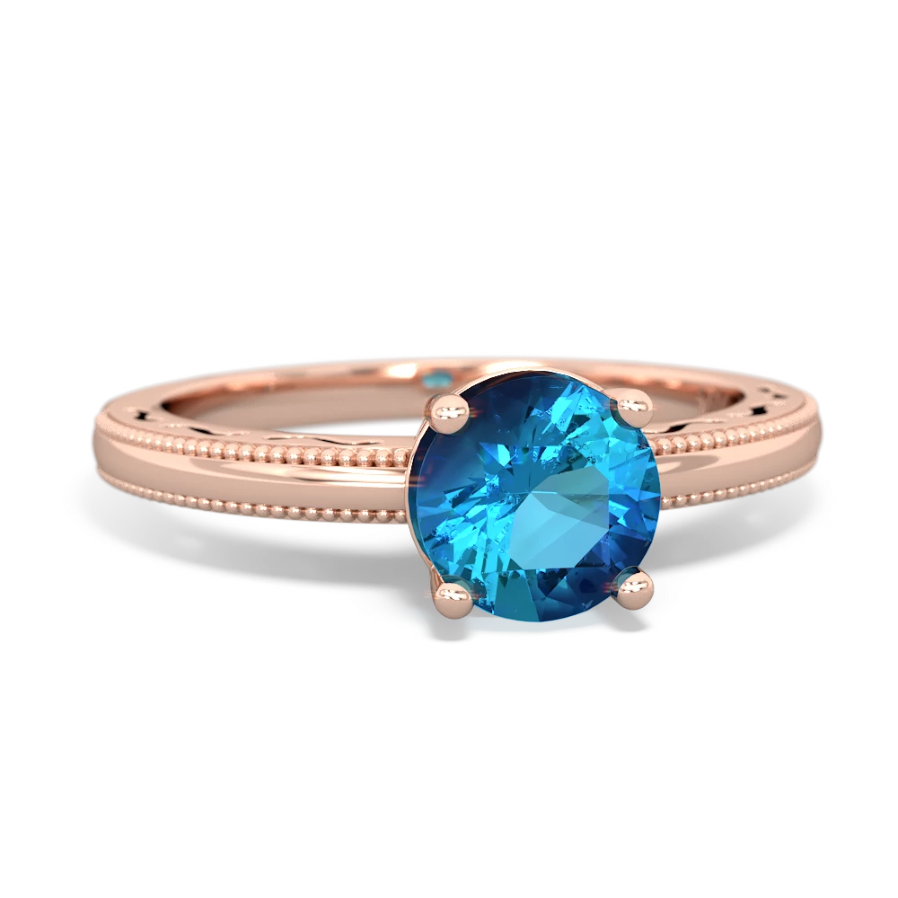 London Topaz Milgrain Filigree 14K Rose Gold ring R5090