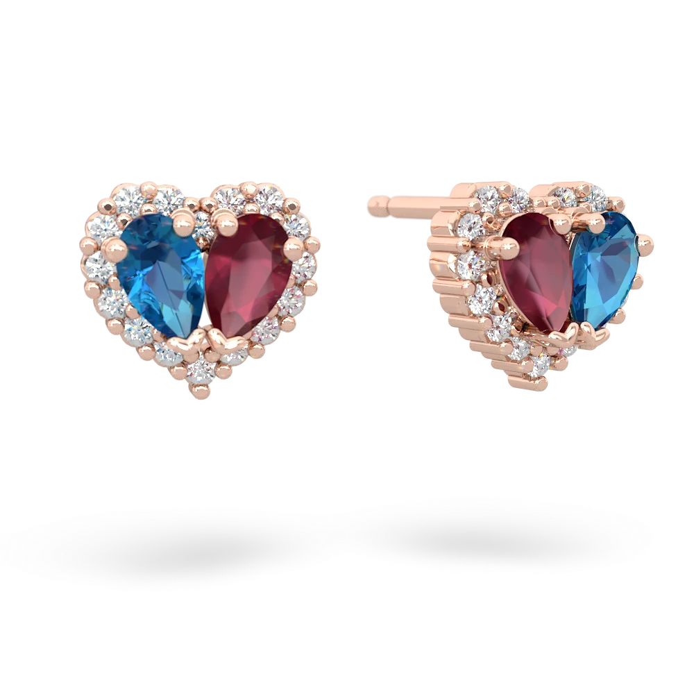 London Topaz Halo 14K Rose Gold earrings E7008