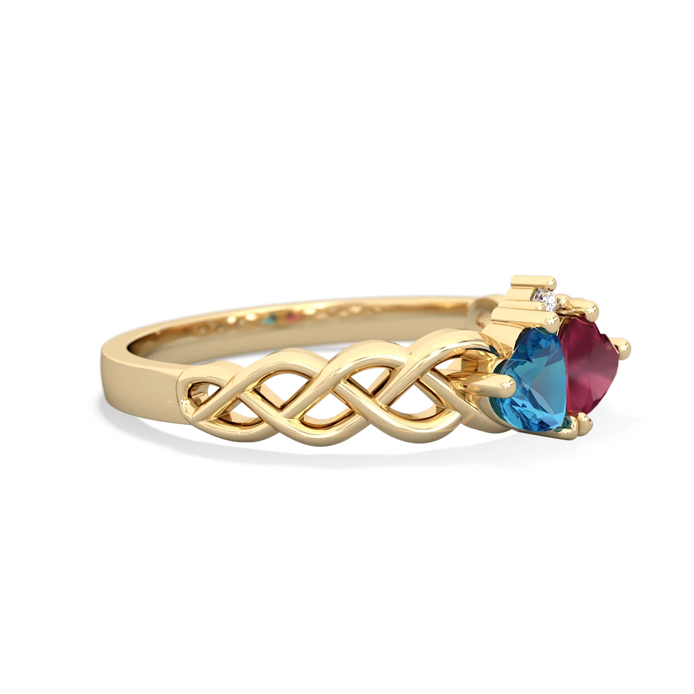 London Topaz Heart To Heart Braid 14K Yellow Gold ring R5870