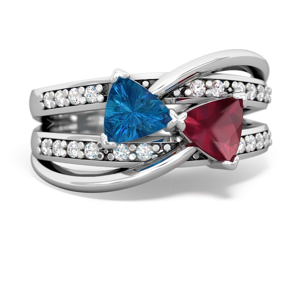 London Topaz Bowtie 14K White Gold ring R2360