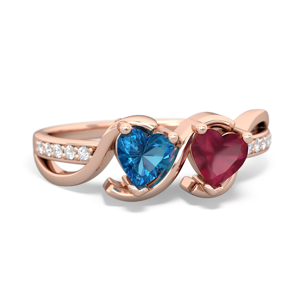 London Topaz Side By Side 14K Rose Gold ring R3090